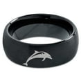 thumbnail image 2 of Tungsten Dolphin Sea Animal Island Band Ring 8mm Men Women Comfort Fit Black Dome Brushed Polished, 2 of 4