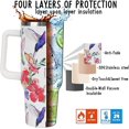 thumbnail image 4 of 40oz Tumbler with Handle and Straw Hummingbird Tumbler Hummingbird Coffee Travel Mug 40oz Hummingbird Leak Proof Insulated Tumbler Hummingbird Gifts for Women, 4 of 6
