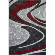 Ladole Rugs Innovative Spirals Abstract Pattern Area Rug Carpet in Red Grey Black, 5x8 (5'3" x 7'6", 160cm x 230cm)