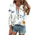 thumbnail image 2 of Enjoytime Blouses for Women Button Up Shirts V Neck 3/4 Sleeve Shirts Floral Print Loose Trendy Casual Tops for Women, 2 of 5