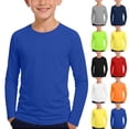 thumbnail image 2 of AHTJRT Long Sleeve Tshirt for Kids Girls Boys Crew Neck Solid Color Basic Tee Tops Quick-Dry Sun Protection Workout Gym Shirts Red 5-6 Years, 2 of 9