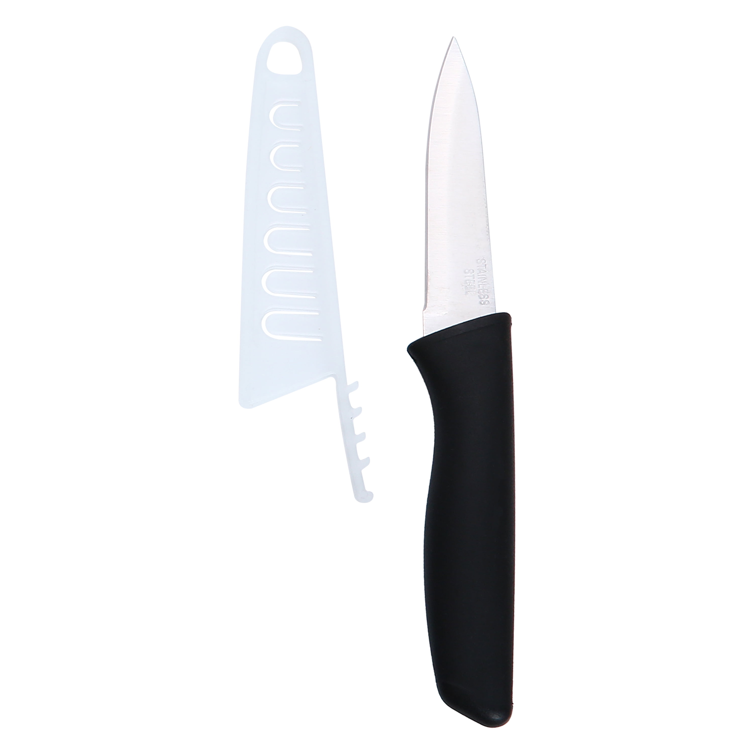 Mainstays 3.5" Stainless Steel Paring Knife with Soft Grip Black Handles