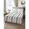 thumbnail image 2 of Sage Green Stripe King Size Flat Sheet, Wrinkleproof & Fadeproof Cooling Flat Bed Sheet Only, Geometric Grey White Vertical Striped Breathable Soft Bedding Top Sheets 105 x 98 Inches, 2 of 8