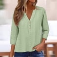 thumbnail image 2 of JFGHDG Linen Short Sleeve Tops for Women Linen Shirts for Women 2026 Summer Fashion Short Sleeve Shirts V Neck Cotton Casual Loose Button Tunic Blouses Outfits Light Green 5XL, 2 of 9