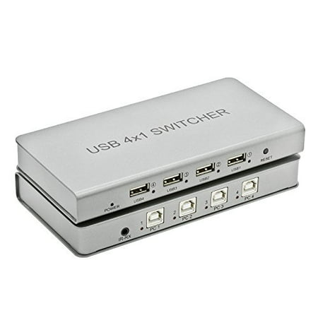 Expert Connect 4-Port USB Switch | 4 PCs Share 4 USB Devices | Mouse, Keyboard, Flash Drive etc. | USB 2.0 | Windows, Mac OS, Linux and Android