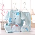 thumbnail image 1 of 5pcs/sets Newborn Baby Unisex Clothing Soft Cotton Set Infant Long Sleeve Girls Shirt+pant Bibs Hat Suit Underwearstyle 3Newborn He Qiyong unisex, 1 of 1