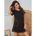 thumbnail image 1 of Mini camisón de cuello redondo para mujer, ropa de dormir sólida, vestido de lencería Sexy, vestido de casa para el hogar, 1 of 5