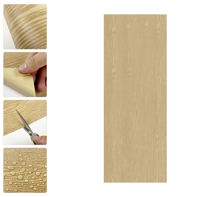BRIGHTFUFU Kitchen Tile Stickers Waterproof Floor Sticker Beige PVC Cut-to-size for Living Room 1Pcs 15.7x39.4in