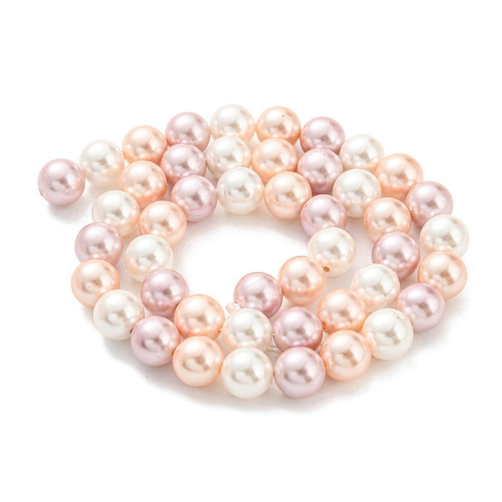 5 Strand Electroplated Shell Pearl Beads Strands Dyed Round Plum 8mm Hole: 0.8mm about 52pcs/strand 15.94 inch(40.5cm)