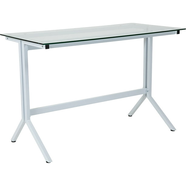Flash Furniture Winfield Collection Glass Computer Desk with White