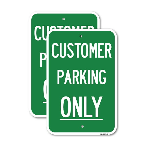 (2 Pack) Customer Parking Only | 18" X 24" Heavy-Gauge Aluminum Sign | Rust Free Aluminum, Weather Resistant, Waterproof, Fade Resistant, 2 Pre-drilled Holes