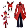 thumbnail image 3 of Uniforme de hotel Hazbin Cosplay ALASTOR Disfraz de Cosplay Conjunto completo Peluca Gafas Astas de ciervo Dentadura postiza Chaqueta Pantalones Uniforme de Halloween, 3 of 5