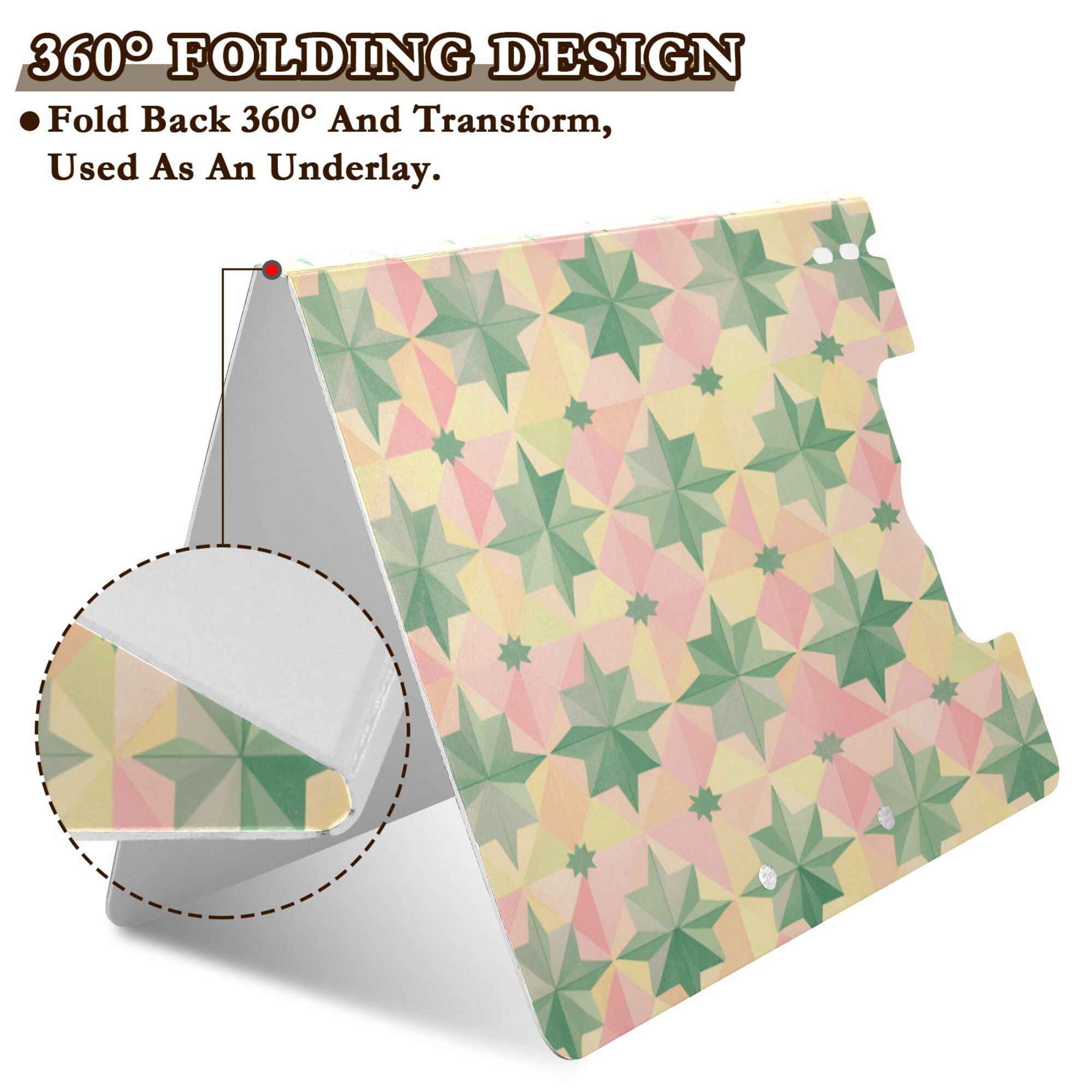 FORMRS A4 Clipboard Folder with Pen Holder Horizontal Foldable School Office Binder, Retro Symmetrical Stars