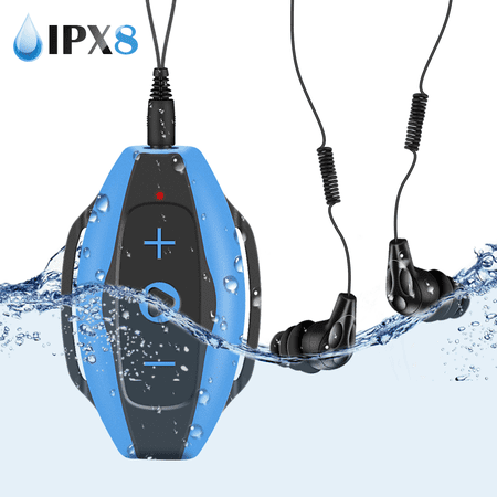 AGPTEK MP3 Player, IPX8 Waterproof for swimming with Water Resistant Headphones, 8GB