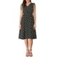 thumbnail image 1 of INSPIRE CHIC Vestido sin mangas de lunares vintage con cuello en V y cintura ajustable XL Negro, 1 of 7