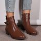 thumbnail image 3 of Zapatos Botines para mujer Botas laterales con cremallera y decoración con tachuelas de hebilla para mujer botines de tacón grueso con punta en Retro botas zapatos de mujer botines (Brown 8), 3 of 7