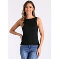 thumbnail image 4 of DARING DIVA Women's Knit Sleeveless Boat Neck Fitted Textured Tank Top S Black, 4 of 6