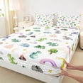 thumbnail image 3 of Homewish Cartoon Dinosaur Full Size Sheets 4-Piece for Preppy Children Kids,Jungle Animal Breathable Bed Sheets,Kawaii Wildlife Dino Lightweight Sheet Sets,Breathable Home Decor, 3 of 7