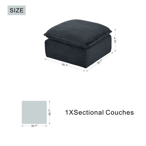 Upholstered Modular Square Compression Ottoman, 30.7" Square x 15.7" H, 3-in-1 Footrest, Seat & Side Table, Grey
