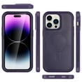 thumbnail image 2 of Magnetic PU Leather Case Compatible with Apple iPhone 15 Pro Max 6.7 inch, Compatible with All MagSafe Accessories, TPU Bumper Hard Cover Shockproof Protective for iPhone 15 Pro Max, Darkpurple, 2 of 7