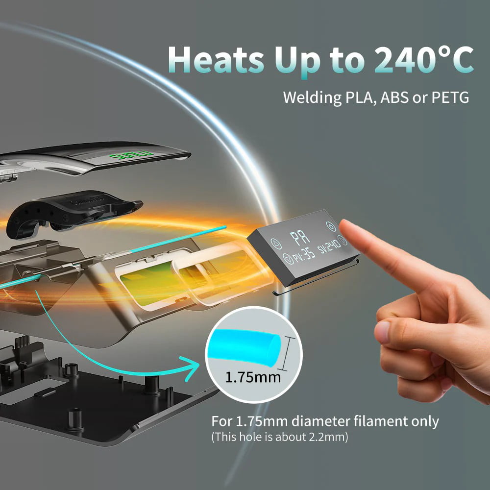 SUNLU 3D Filament Connector Welder Joiner for PLA PETG TPU ABS PA 1.75mm with 200 PTFE Tube