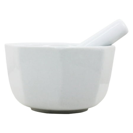 HIC Porcelain Octaganol Mortar and Pestle, 4.5-Inch,