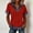 Red, variant on Dvprdro Women's Casual Collared Tops Short Sleeve V-Neck Denim Detail Button Front Blouses Summer