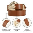 thumbnail image 4 of RISANTRY Brown Leather Belt for Women Casual Fashion belts with Stylish Inflated Gold Buckle for Jeans Dresses, 4 of 7