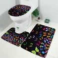 thumbnail image 2 of Black Butterfly Colorful Wings Pattern Bathroom Rugs Sets 3 Piece,Toilet Cover Set,Absorbent Non Slip Bathroom Mats Sets with U-Shaped Contour Rug Toilet Rug Set, 2 of 5