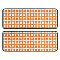 Kitchen Rugs Sets Of 2,Orange and White Diamond Pattern Anti Fatigue Kitchen Mat Rugs Non Slip Washable,Decorative Kitchen Floor Mats for Kitchen,Sink,Laundry,17"x47" 17"x47"