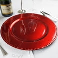 thumbnail image 7 of Red Plastic Charger with Beaded Rims 13 inches Decorative Service Plate for Home Kitchen Dinner Parties Weddings Banquets Christmas New year Holiday Party Table Decoration Set of 4, 7 of 7