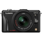 Angle View: Panasonic Lumix DMC-GF2 12.1 Megapixel Mirrorless Camera with Lens, 0.55", 1.65", Black