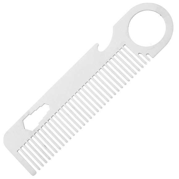 EeaseMX peine de acero inoxidable para barba y bigote de dientes finos para hombre, plateado