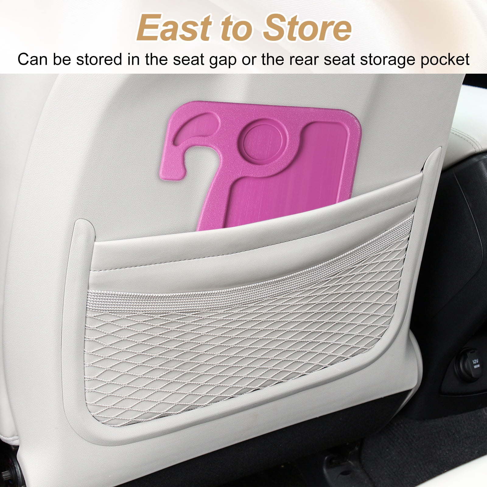 Uxcell 2 in 1 Car Steering Wheel Tray Car Food Trays Auto Steering Wheel Under Table Desk for Eating Food Drink Laptop Writing Work, Pink