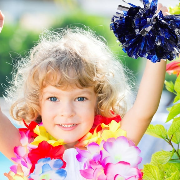 AURARMLET  Blue and Silver Cheerleading Poms PE Material Vibrant Colors for Various Occasions