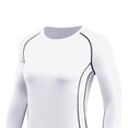 thumbnail image 3 of Vivianyn HD Women's Contrast Stitch Long Sleeve Athletic T-Shirt, Casual Fitted Workout Top,White,Size S-XXXL, 3 of 4