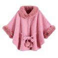 thumbnail image 7 of Sexlip Women’s Faux Fur Trim Cape Shawl Elegant Soft Wrap Coats for Fall Winter Fashion Style Warm Pashmina Cape Pink XL, 7 of 7