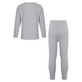 thumbnail image 4 of Sinleey Kids Boys Girls Striped Thermal Underwear Long Johns Set Long Sleeve T-Shirt Base Layer Underwear with Leggings Gray 5-6, 4 of 7