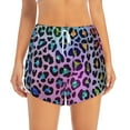 thumbnail image 4 of Lsque Rainbow Animal Skin Printed Women's Running Shorts with Liner Pockets,Elastic Quick Dry Workout Athletic Gym Yoga Shorts,Womens High Waist Shorts-X-Large, 4 of 9