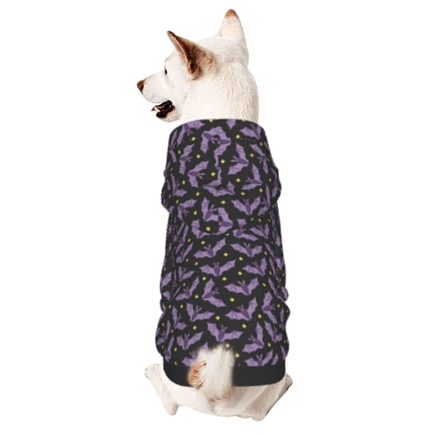 Fotbe Bat Purple Sudadera con Estampado para Perros Pequeños – Suéter con Capucha para Mascotas, Tela Suave de Forro Polar con Bolsillo-Large