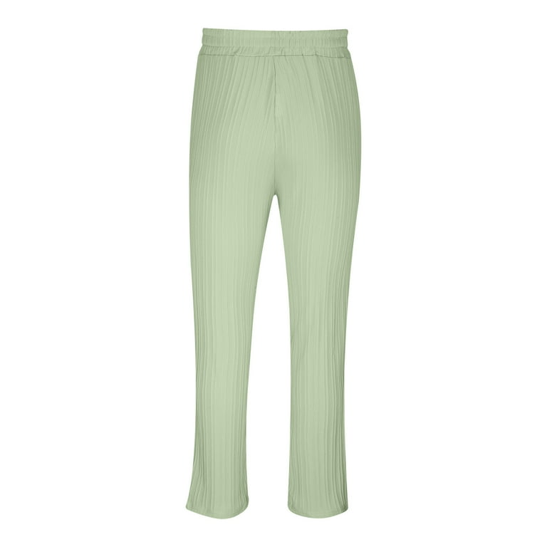 Uveasisha Mens Cotton Linen Dress Pants 2025 Fashion Striped Straight Leg Pants Business Casual Elastic Waist Long Pants with Pockets Green S, Men's,