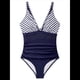thumbnail image 2 of Traje de Baño de con Control de Abdomen para Mujer, Push Up, Cintura Alta. Azul y Rayas S, 2 of 9
