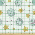 thumbnail image 2 of Ambesonne Sky Fabric by the Yard Upholstery, Earth and Star Characters Art, 5 Yards, Pale Teal Orange and Mustard, 2 of 5