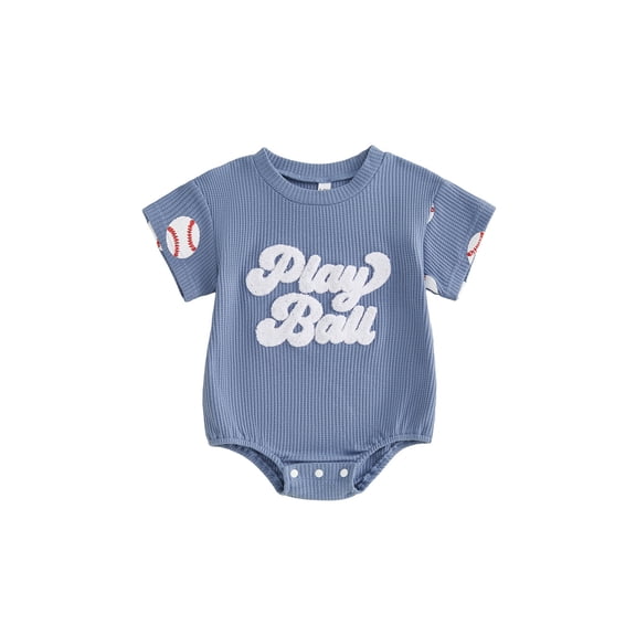 BemeyourBBs Newborn Baby Boys Baseball Golf Outfit Infant Baby Boy Summer Clothes Waffle Bubble Romper Casual Baseball Golf Letter Embroidery Short Sleeve Bodysuit Playsuit