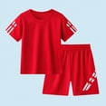 thumbnail image 2 of Boys 2-Piece Quick-Dry Sports Suit Short Sleeve Basketball Football T-Shirt Shorts 3-13Y Summer Outfit, 2 of 4