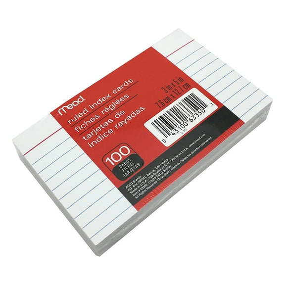 Mead Index Cards, Ruled, 3in X 5in, 100 Ct (2 pack)