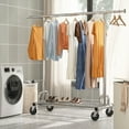 thumbnail image 2 of Exenoray Adjustable Single Rod Clothing Rack with Bottom Shelf, 220 lbs Capacity Rolling Garment Organizer, 2 of 7