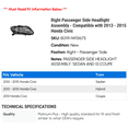 thumbnail image 2 of Right Passenger Side Headlight Assembly - Compatible with 2013 - 2015 Honda Civic 2014, 2 of 2