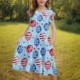 thumbnail image 7 of Delliss Girl's Summer Print Dresses Flying Sleeve Tiered Swing Casual Sundress, 7 of 7