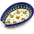 thumbnail image 1 of Polish Pottery 5-inch Spoon Rest (Cocentric Tulips Theme) Hand Painted in Boleslawiec, Poland + Certificate of Authenticity, 1 of 6